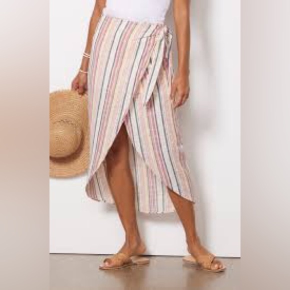 Free People Aubrey Sarong Sz Small Multi Combo Skirt Swim Cover Striped Cotton - Picture 1 of 6